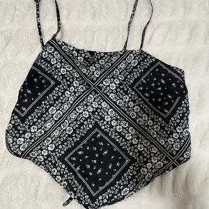 Floral Black and White Bandana Women's Top
